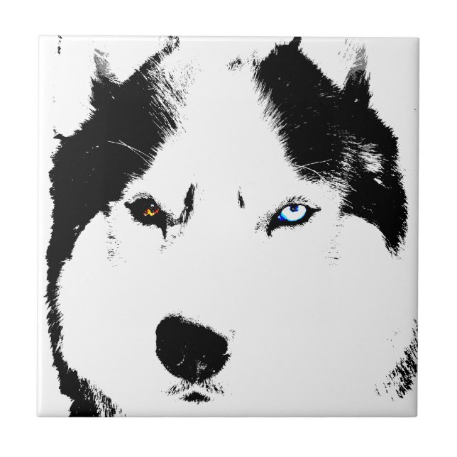 Husky Hund Art Ceramic Tile Malamute Varg Hund Gif Kakelplatta (Framsidan)