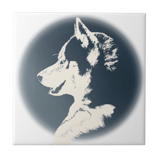 Husky Hund Art Ceramic Tile Sled Hund Decor & Gift Kakelplatta (Framsidan)