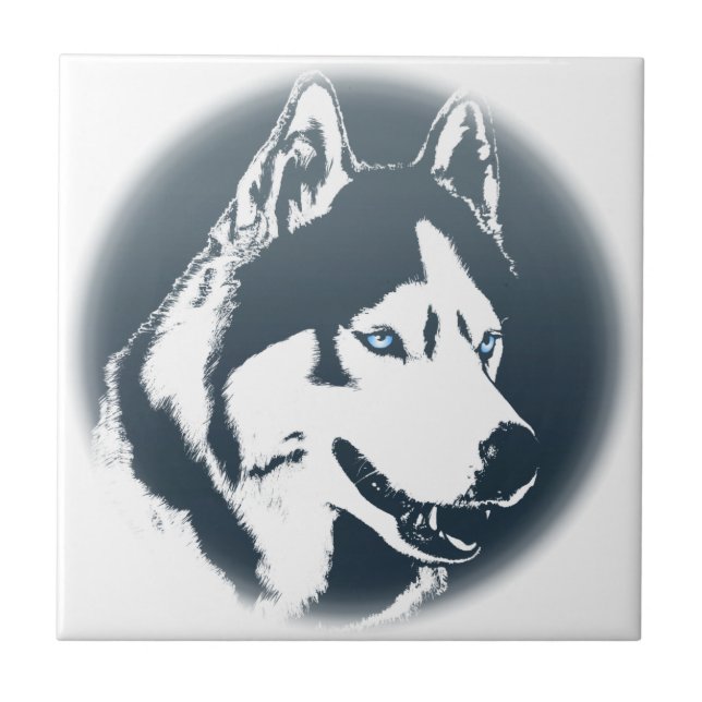 Husky Hund Art Ceramic Tile Sled Hund Decor & Gift Kakelplatta (Framsidan)