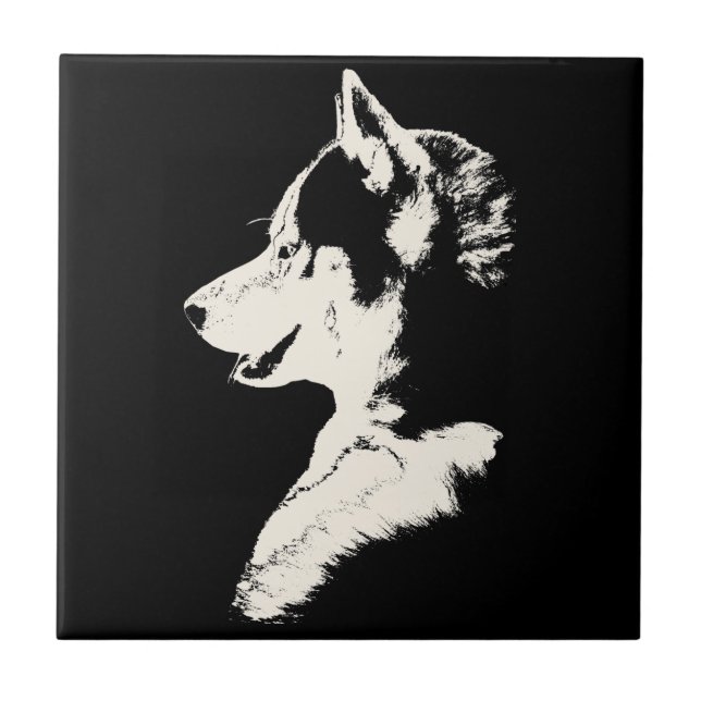 Husky Hund Art Ceramic Tile Sled Hund Decor & Gift Kakelplatta (Framsidan)