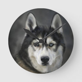 Husky Hund Big Hund Animal Pet Rund Klocka