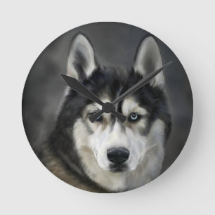 Husky Hund Big Hund Animal Pet Rund Klocka