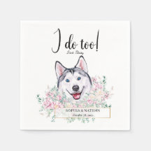 Husky Hund Bröllop Cocktail Napkins