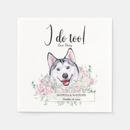 Husky Hund Bröllop Cocktail Napkins Pappersservett