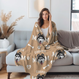 Husky Hund, Camel Personlig Namn Repeat Fleecefilt