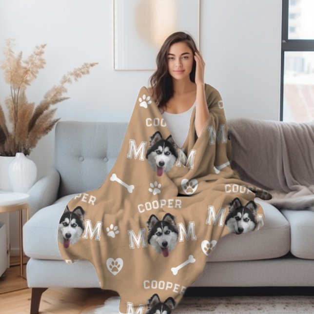 Husky Hund, Camel Personlig Namn Repeat Fleecefilt (Skapare uppladdad)