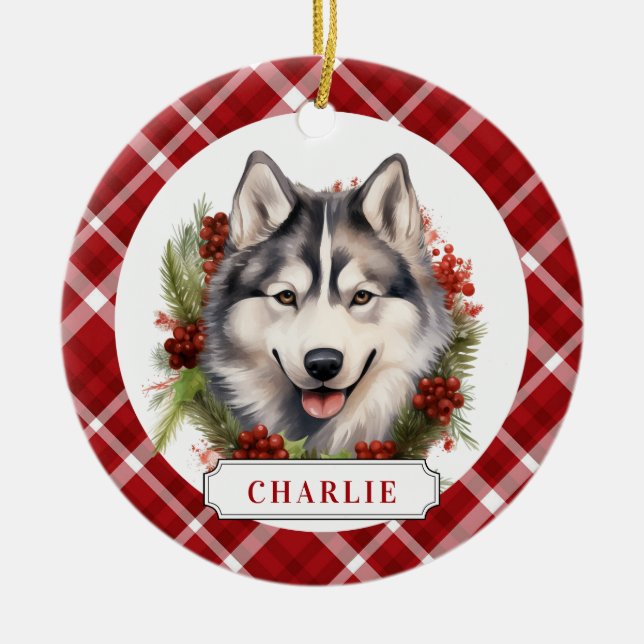 Husky Hund Ceramic Circle Ornament (Framsidan)