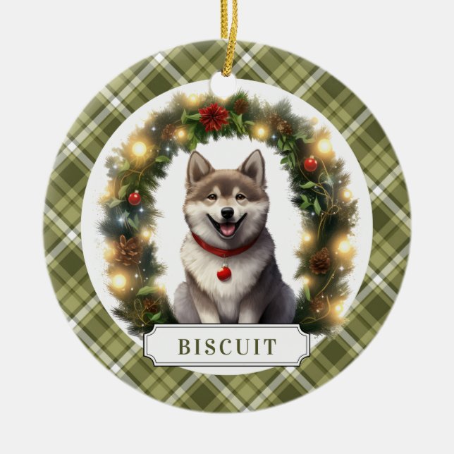 Husky Hund Ceramic Circle Ornament (Framsidan)