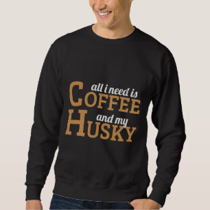 Husky Hund Coffee Lång Ärmad Tröja