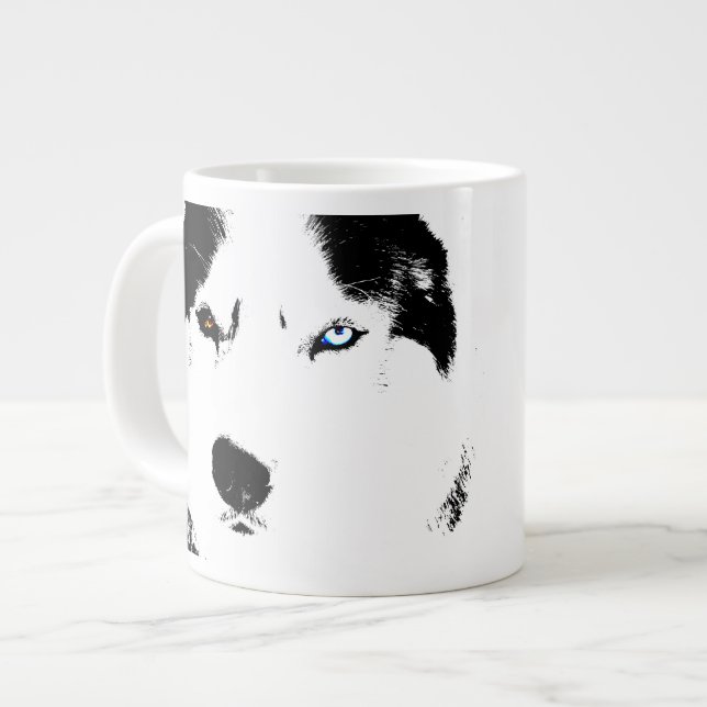 Husky Hund Coffee Mugg Siberian husky Sleg Hund Ko Jumbo Mugg (Framsida vänster)