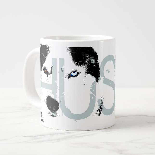Husky Hund Coffee Mugg Siberian husky Sleg Hund Ko Jumbo Mugg (Framsida vänster)