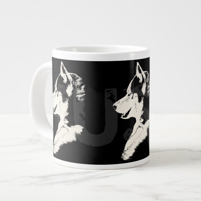 Husky Hund Coffee Mugg Siberian husky Sleg Hund Ko Jumbo Mugg (Framsida vänster)