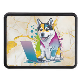 Husky Hund Computer Rainbow Watercolor Tech Savvy Dragkroksskydd