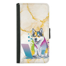 Husky Hund Computer Rainbow Watercolor Tech Savvy