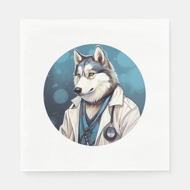 Husky Hund Doktor Pappersservett (Framsidan)