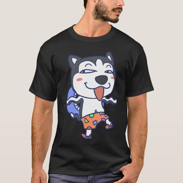 Husky Hund Expression T Shirt (Framsida)