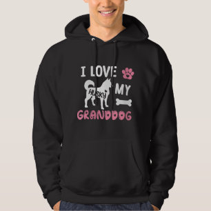 Husky Hund Grandma Gifts I Kärlek My Granddog Husk Hoodie