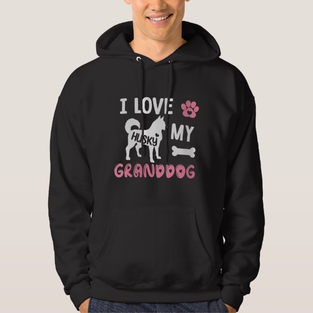 Husky Hund Grandma Gifts I Kärlek My Granddog Husk Hoodie (Framsida)