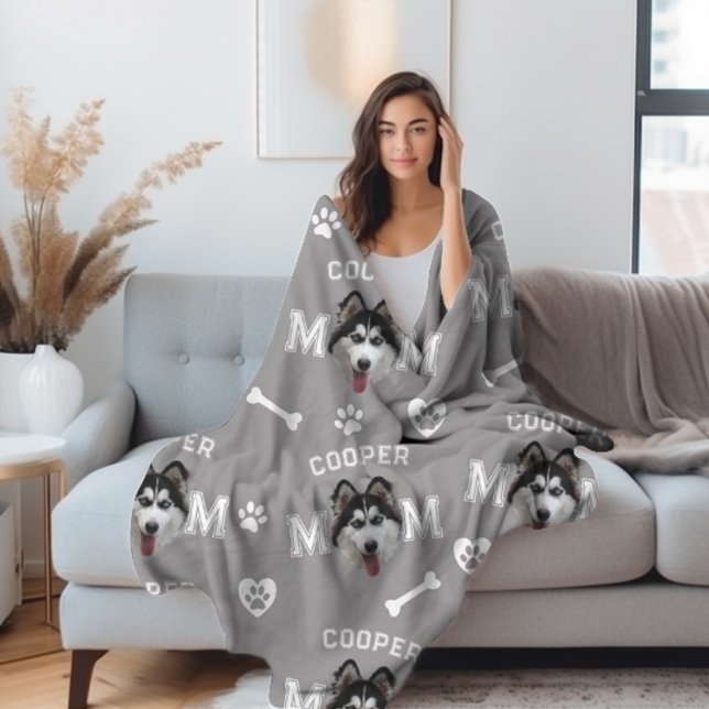 Husky Hund, Grått Personlig Namn Repeat Fleecefilt (Skapare uppladdad)