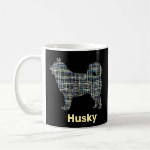 Husky Hund Gult & Blue Grid Linjer Kaffemugg