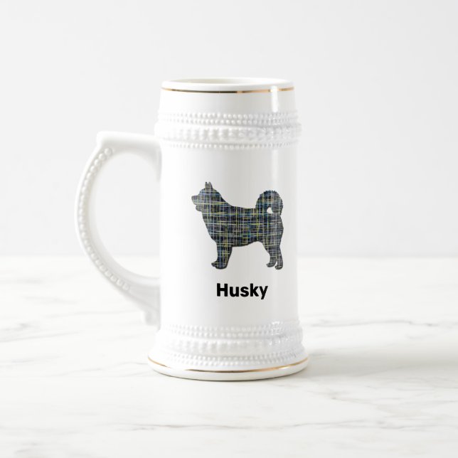 Husky Hund Gult & Blue Grid Linjer Sejdel (Vänster)