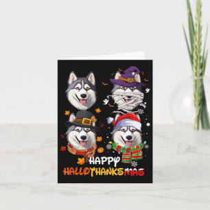 Husky Hund Hallothanksmas Halloween Thanksgiving X Kort