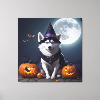Husky Hund Halloween Äventyr Moonlit Magic Spooky Canvastryck