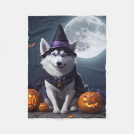 Husky Hund Halloween Äventyr Moonlit Magic Spooky Fleecefilt