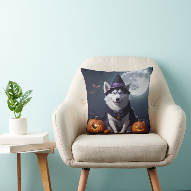 Husky Hund Halloween Äventyr Moonlit Magic Spooky Kudde (Stol)