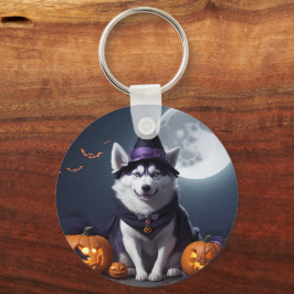 Husky Hund Halloween Äventyr Moonlit Magic Spooky Nyckelring