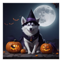 Husky Hund Halloween Äventyr Moonlit Magic Spooky