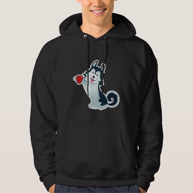Husky Hund ​ ​ hundar Kärlek Hoodie (Framsida)