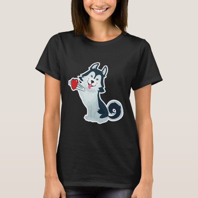 Husky Hund ​ ​ hundar Kärlek T Shirt (Framsida)