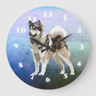 Husky Hund, Husky Art Wall Clock Stor Klocka