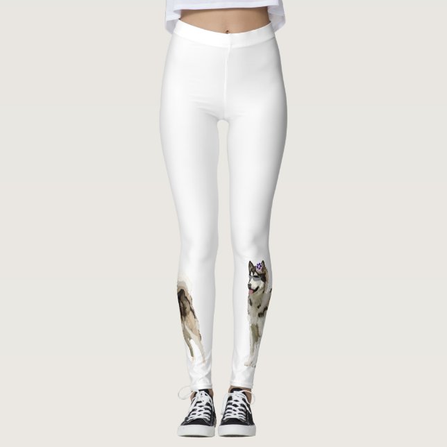Husky hund, Husky kärlekanpassningsbardamasker Leggings (Framsida)