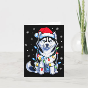 Husky Hund Julbelysning Tomtehatt Familj Jul Pyjam Kort