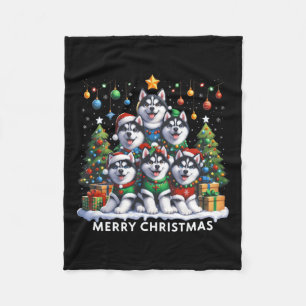 Husky Hund Julgran God jul Matching Fleecefilt