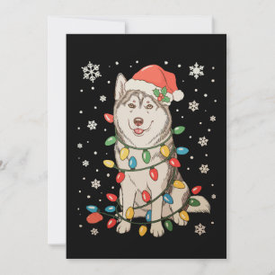 Husky Hund Julhatt Julgran Ljusslingar Xmas Inbjudningar