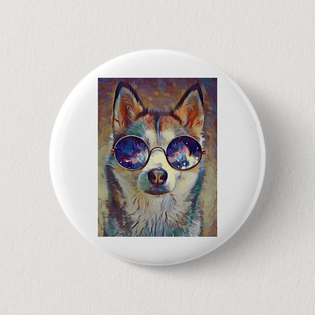 Husky hund! knapp (Framsida)