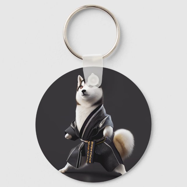 Husky Hund Knows Karate, Husky Hund Karate Player Nyckelring (Framsida)