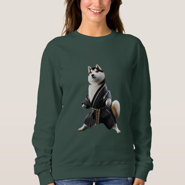 Husky Hund Knows Karate, Husky Hund Karate Player T Shirt (Framsida)