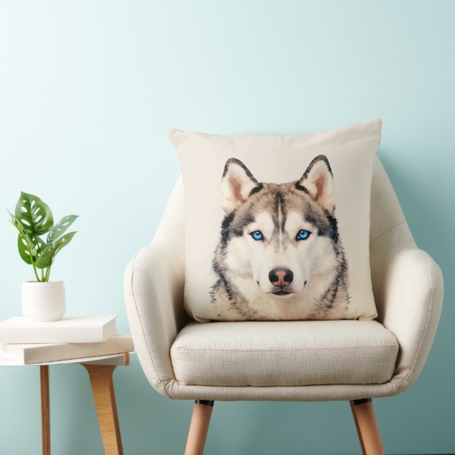 Husky Hund Konst Design Stor Kudde (Stol)