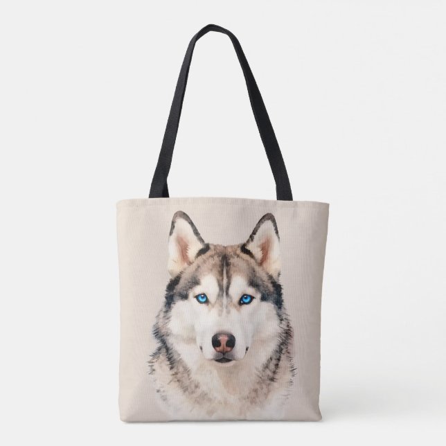 Husky Hund Konst Design Toteväska Tygkasse (Baksida)