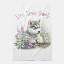 Husky Hund Mamma Blommigt