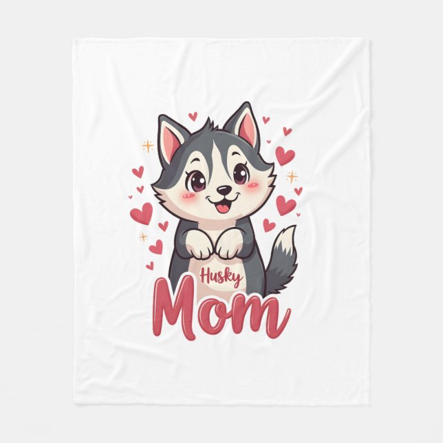 Husky Hund Mamma Cute Kawaii Design Fleecefilt (Framsidan)
