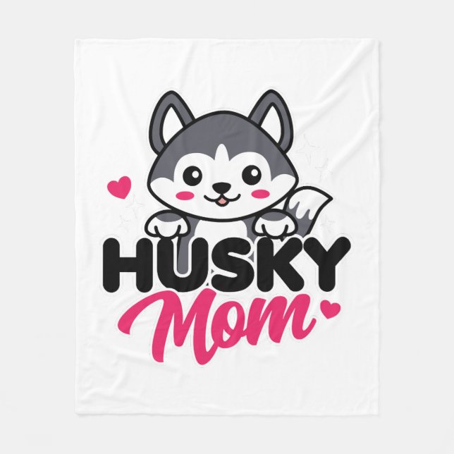 Husky Hund Mamma Cute Kawaii Design Fleecefilt (Framsidan)