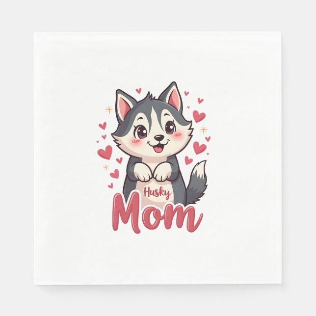 Husky Hund Mamma Cute Kawaii Design Pappersservett (Framsidan)