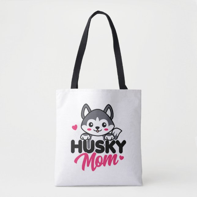 Husky Hund Mamma Cute Kawaii Design Tygkasse (Framsida)