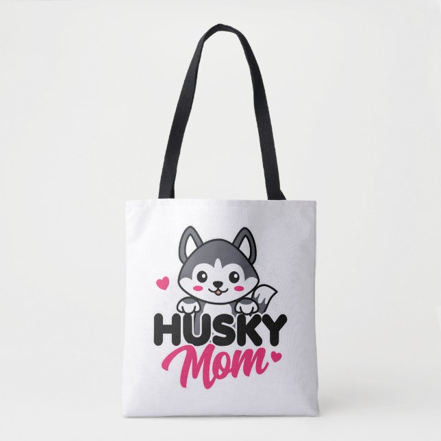 Husky Hund Mamma Cute Kawaii Design Tygkasse (Framsida)