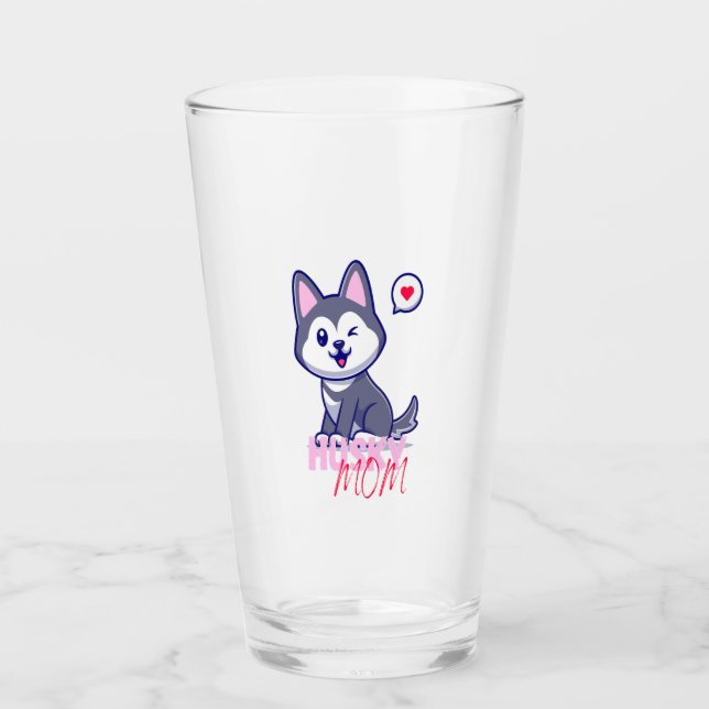 Husky Hund Mamma Cute Kawaii Puppy Glaskopp (Framsida)